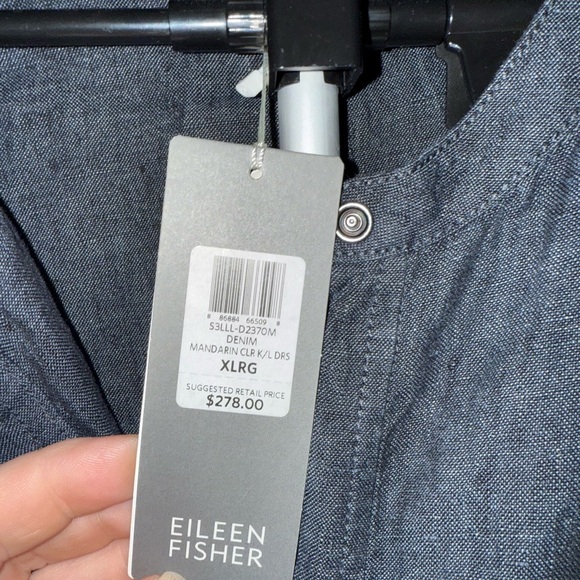 Eileen Fisher Denim Mandarin Collar Dress - Picture 2 of 2